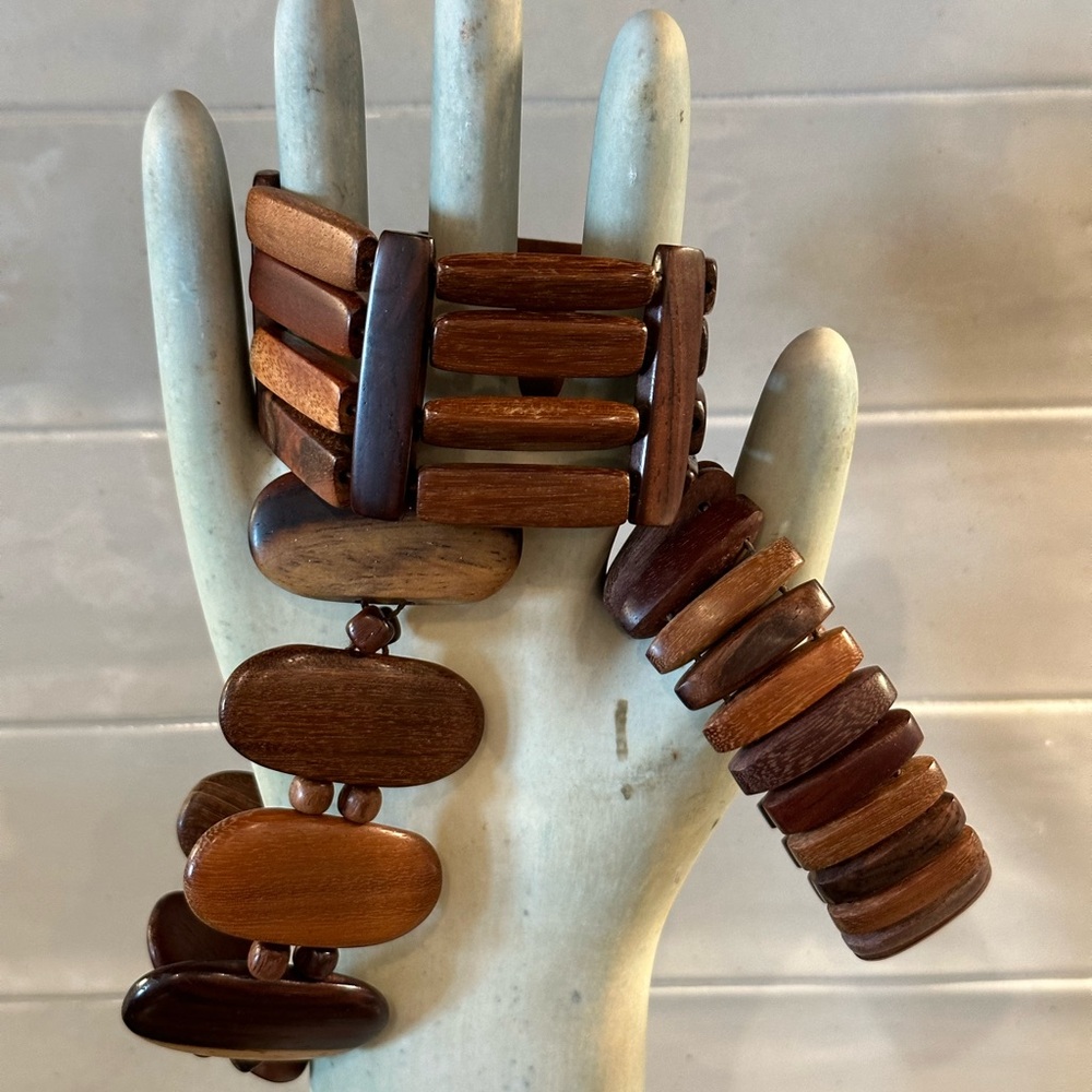 Wood Bead Stretch Bracelet - Brown